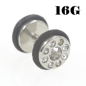 ジュエル フェイクプラグ/フェイクバーベル ストレートバーベル 【16G/1.2mm】(ボディピアス/軟骨ピアス ） 片耳売り