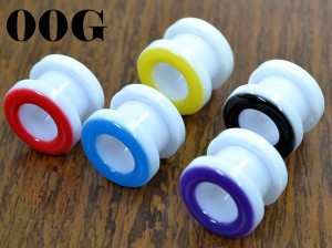 ツートンカラー アクリル フレッシュトンネル【00G】（ボディピアス/ボディーピアス）イヤーロブ/アウターコンク/トラガス/インナーコン