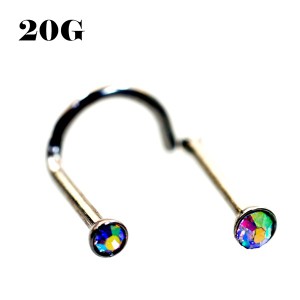 レインボー ジュエル 鼻ピアス(ハナピアス) 【20G】2mmCZ（ボディピアス/ボディーピアス）