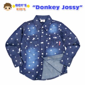 【送料無料】【男児キッズ】【シャツ】Donkey Jossy スカルドット柄 胸ポケット付き長袖シャツ【メール便対応】