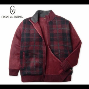 メンズ アウター フルジップ ジャケット GIANNI VALENTINO ジャンニバレンチノ ニットフリース スタンドネック 紳士