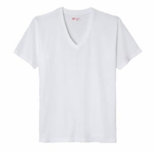 ヘインズ メンズ Vネック 半袖アンダーシャツ ジャパンフィット ２枚組 (H5115) : ホワイト