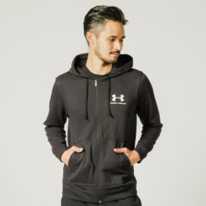 アンダーアーマー メンズ スウェットフルジップパーカー UA SPORTSTYLE TERRY FZ HOODIE (1345776 001) : ブラック UNDER ARMOUR