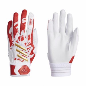 アディダス メンズ 野球 バッティング用手袋 5T バッティンググローブ (FTK89 DU9684) : ホワイト×レッド 両手用 adidas
