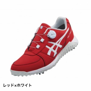 アシックス ゴルフシューズ GEL-PRESHOT BOA (1113A003) メンズ ゴルフ ダイヤル式スパイクシューズ 3E レッド×ホワイト asics