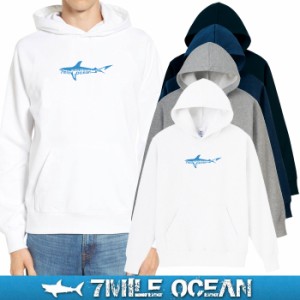 7MILE OCEAN メンズ パーカー プルオーバー スウェット スエット 裏起毛 白 黒 グレー ネイビー アメカジ アウトドア ストリート