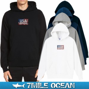 7MILE OCEAN メンズ パーカー プルオーバー スウェット スエット 裏起毛 白 黒 グレー ネイビー アメカジ アウトドア ストリート