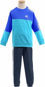 (アディダス)adidas 子供用裏起毛スウェット上下セット【jna20】100cm ブルー×ネイビー