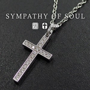 シンパシーオブソウル シルバークロスネックレス Ray Cross Pendant - Silver w/CZ  メンズ レディース ユニセックス sympathy of soul