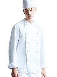 コックコート　白衣　組紐ボタン　CA-114　綿100％　カツラギ　チトセ　 レストラン・飲食・ホテル厨房　男性　女性　兼用
