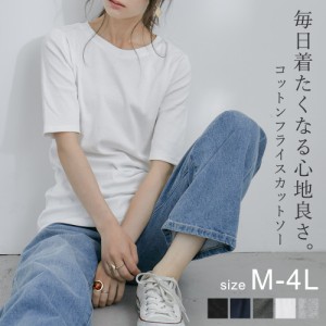 [M-4L]快適な着心地を実現。コットン100% 半袖 カットソー レディース Tシャツ インナー トップス 5分袖 シンプル 無地 色違い 伸びる