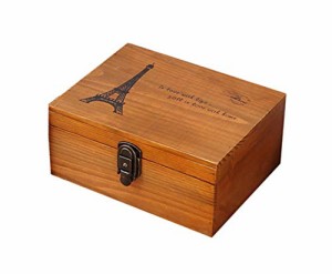 Ansimple ビンテージ風 ナチュラルな 木製 鍵付き 小さめ 収納ボックス 木箱 オシャレ雑貨