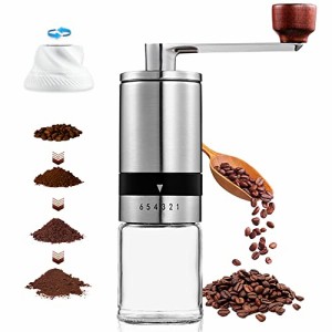コーヒーミル 手挽きコーヒーグラインダー 珈琲ミル 粗さ調整可能 コーヒーまめひき機 手動 省力 均一 ミル セラミック製臼 小型 アウト
