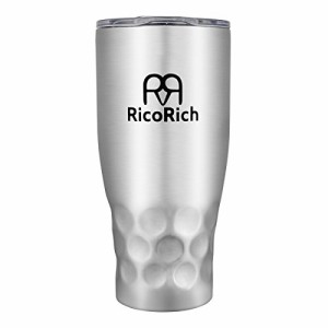 RicoRich 真空断熱タンブラー 蓋つき ステンレス 二重構造 900ml シルバー (RRWB11-SL)