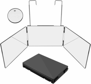 三面鏡 360°化粧鏡（5倍拡大鏡） 鏡 ミラー 折りたたみ式 角度自在調整 高さ調節可能 折りたたみ可能 卓上化粧鏡 鏡 化粧鏡 三面鏡 壁掛