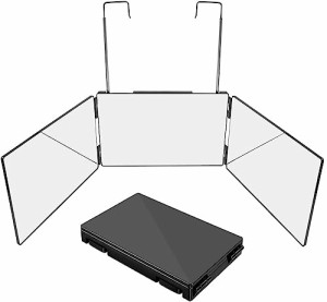 TongWey 三面鏡 360°角度自在調整 高さ調節可能 折りたたみ可能 立体三面鏡 広い視野角 セルフカット 鏡 化粧鏡 折りたたみ式 3ウェイミ