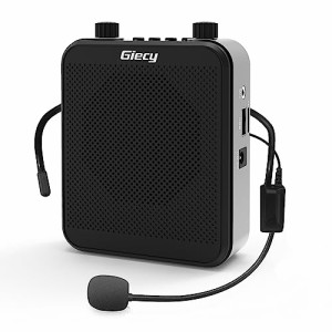 Giecy 拡声器ポータブル小型メガホン30W 2800mAh USB microSD 対応 拡声器ハンズフリー 付スピーカー 有線ヘッド マイク付き イベント 講