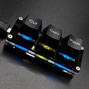 BTXETUEL ミニ3キーカット コピー ペースト キーボード Ctrl X C V ショートカット 片手キーボード RGB マクロパッド ゲーミングメカニカ