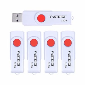 USBメモリ32GB 5個セット VASTDIGI USB 2.0 対応 フラッシュドライブ 小型 軽量 回転式 高速データ転送 読取り最大15MB/s USBメモリース 