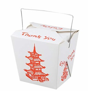 【16oz 20個】 Chinese Take Out Boxes/チャイニーズテイクアウトボックス pagoda柄 ハンドル付