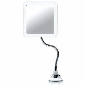 Fancii 10倍拡大鏡 LED化粧鏡 調光可能な自然光 吸盤ロック グースネック付き 360度回転 スタンド/壁掛け両用 浴室鏡 アーム 化粧ミラー 
