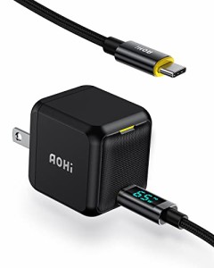 AOHI pd 充電器 65w 対応 USB‐C ac アダプタ小型（新型GaN+ 窒化ガリウム採用/PSE技術基準適合）iphone 14/Android/MacBook ノートPC デ