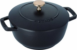 staub ストウブ 「 ワナベ ブラック M 18cm 」 両手 鋳物 ホーロー 鍋 炊飯 2合 IH対応 【日本正規販売品】 Wa-NABE 40501-005