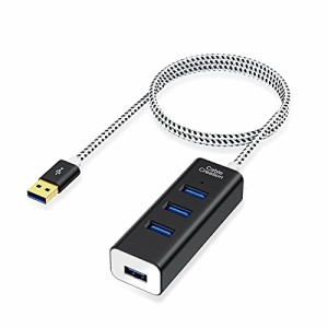 usb 3.0 ハブ,CableCreation 4ポートUSB 3.0 アルミ製データハブ + 1.4m 耐久性編組3.0延長ケーブル Mac/PC/USBフラッシュディスクに対応