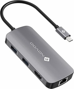 USB C ハブ hdmi 高速PD充電100W 7-in-1 Type C NOVOO 変換アダプター タイプC ドッキングステーション RJ45 イーサネット 100W USB-C急