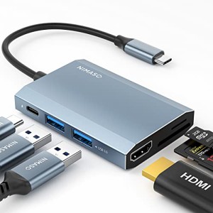 NIMASO USB C ハブ 6-in-1 アダプタ タイプc 4k hdmi マルチポート usb ハブ type-c 急速PD充電 USB3.0 SD&TFカード thunderbolt3