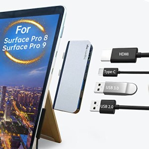 Microsoft Surface Pro 9 & Surface Pro 8 ハブドッキングステーション、4K HDMIアダプター、Type-C PD充電、USB 3.0 & USB 2.0、サーフ