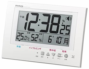 MAG(マグ) 掛け時計 電波時計 デジタル ガードマン 環境目安表示機能付き 温度 湿度 日付 曜日表示 置き掛け兼用 ホワイト W-785WH-Z