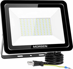 MORSEN led投光器 100W 投光器 12000ML 極薄型 投光器屋外 100v 灯光器 作業灯 外灯 工事用ライト ledライト 屋外用 野外 防水 看板灯 集