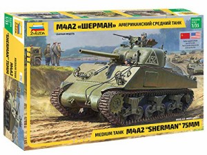 ズベズダ 1/35 アメリカ海兵隊 シャーマン M4A2中戦車 75mm プラモデル ZV3702