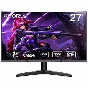 KOORUI ゲーミングモニター 27インチモニター 湾曲/曲面/カーブ型 PCモニター 液晶ディスプレイ/QHD (2560 * 1440）/VAパネル非光沢/144H