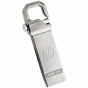 HP USBメモリ 64GB USB 3.0 シルバーフックデザイン 金属製 耐衝撃 防滴 防塵 のフラッシュドライブ x750w HPFD750W-64