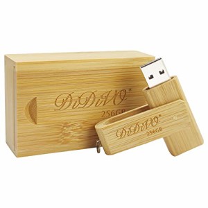 DIDIVO USBメモリ 256GB USB 2.0対応 フラッシュドライブ 小型 軽量 回転式 高速データ転送 読取り速度最大15MB/S USBメモリ木製の竹のギ