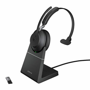 Jabra Evolve2 65 MS Mono USB-A Stand Black Microsoft Teams 片耳ワイヤレスヘッドセット バッテリー連続稼働時間最大37時間 専用充電