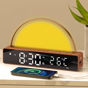 Te-Rich 目覚まし時計 光 デジタル 大音量 温度表示 カレンダー スヌーズ機能付き 置き時計 子供 大人 ウェイクアップライト めざまし時