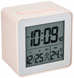 リズム(RHYTHM) 置き時計 電波時計 目覚まし時計 フィットウェーブD158 デジタル 温度 カレンダー RHYTHM PLUS 8RZ158SR13 ピンク 7.4x7.