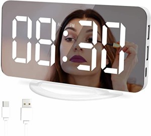 Lerway 目覚まし時計 デジタル 置き時計 電子時計 多機能 大画面 12/24時間表示 スヌーズ機能 調光モード 3段階の輝度調整可能 USBポート