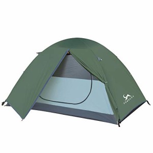 TOMOUNT テント ソロキャンプ 1-2人用 二重層 自立式 耐水圧3000mm 通気 防風 軽量 コンパクト バイク アウトドア 登山用 簡単設営 4シー