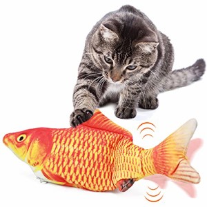 Aurako 猫 おもちゃ 電動 ペットおもちゃ魚 猫用 ぬいぐるみ シミュレー魚 電動魚USB充電式 噛む動ける魚 取り外して洗えるおもちゃの魚 