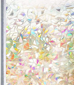 Homein ステンドグラスシール （44.5x200cm）窓ガラス 目隠しシート おしゃれ窓フィルム 装飾 uvカツト 光に当たると虹色の輝きでキラキ