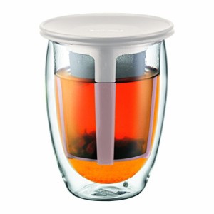 BODUM ボダム TEA FOR ONE ティーフォーワン ティーフィルター付き ダブルウォール グラス 350ml オフホワイト 【正規品】 K11153-913