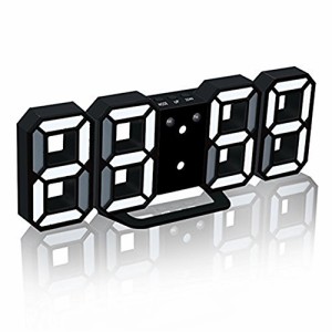 Deerbird モダンな電子LEDデジタル目覚まし時計24/12時間表示夜モードとスヌーズ機能壁掛け時計ナイトデスクの目覚まし時計（白黒）