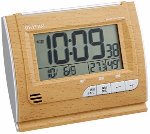 リズム(RHYTHM) 目覚まし時計 電波 デジタル フィットウェーブD165 温度 ・ 湿度 カレンダー 付 茶 (薄茶木目仕上) RHYTHM 8RZ165SR07