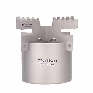 Ti artisan クロススタンド付きチタンアルコールストーブアウトドアキャンプハイキング用のポータブル軽量ストーブ