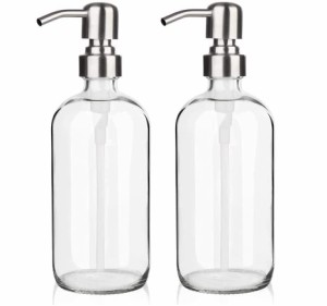 ARKTEK ガラス シャンプディスペンサー キッチン洗剤詰め替えボトル 食器用洗剤デイスペンサー 液体(500 ML)2個セット