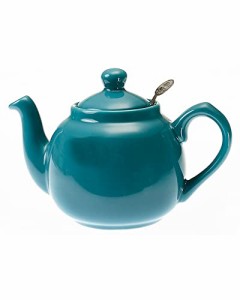 紅茶の本場イギリスの家庭用 ティーポット 2杯分600ml アクア ?b器 ころんとした丸いフォルムが可愛らしい ステンレス製の目の細かいティ